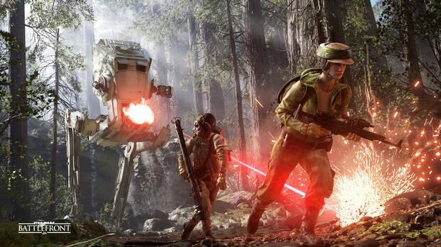 El mapa de Endor nos ofrece alguno de los momentos visualmente más alucinantes de todo el juego.